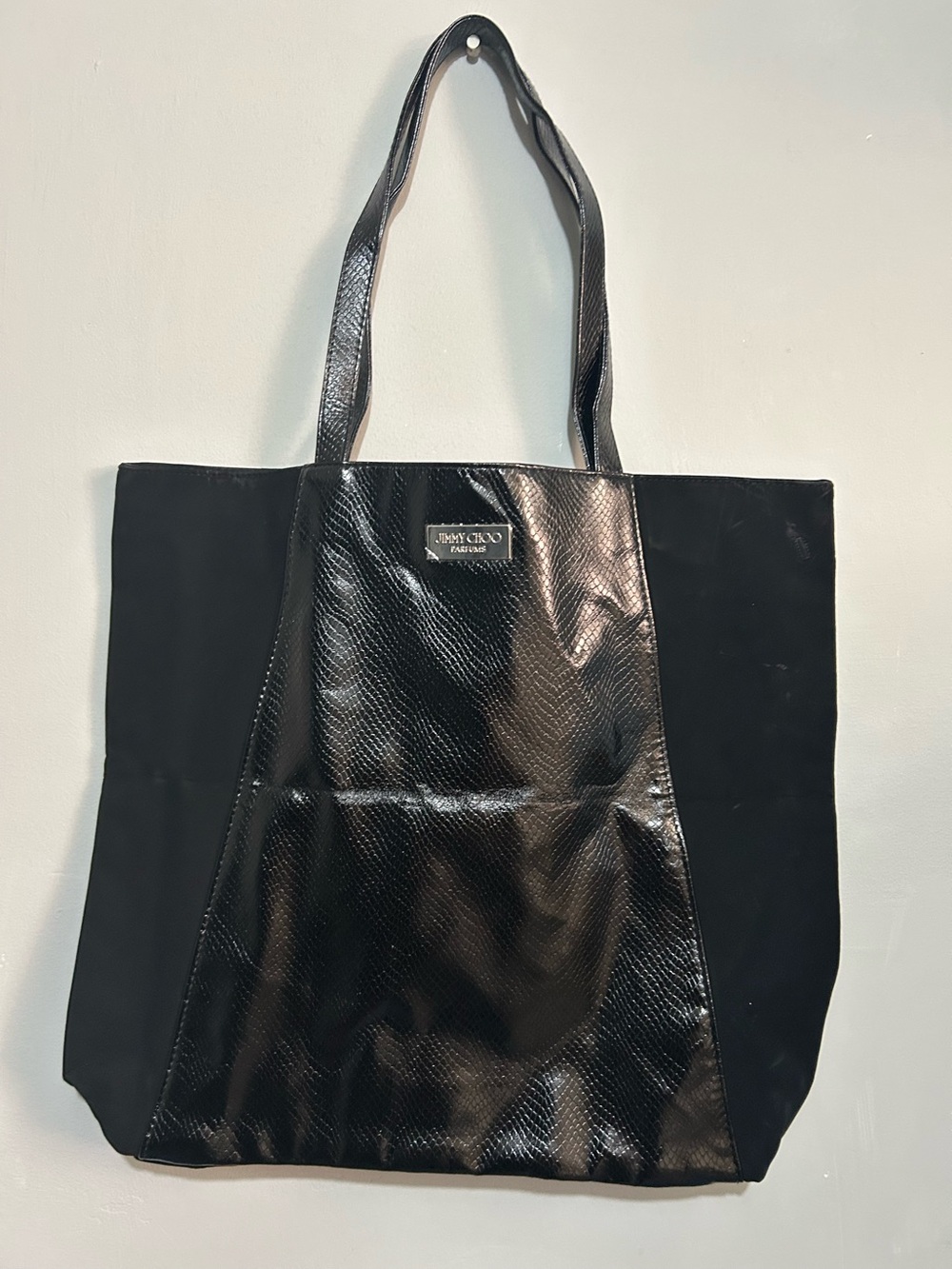 Jimmy Choo Black Tote with Textured Center Panel